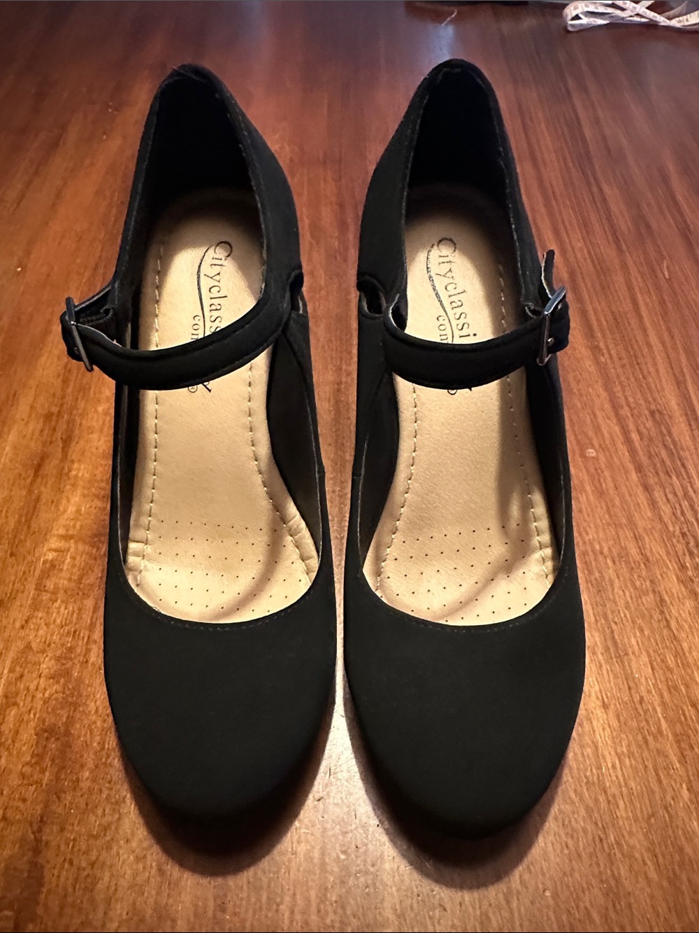 Cityclassified Black Mary Jane Heels with Ankle Strap